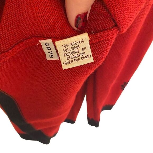 Vintage Susan Bristol size 8 Made in Hong Kong 1995 Red long sleeve wool blend h - Picture 6 of 9